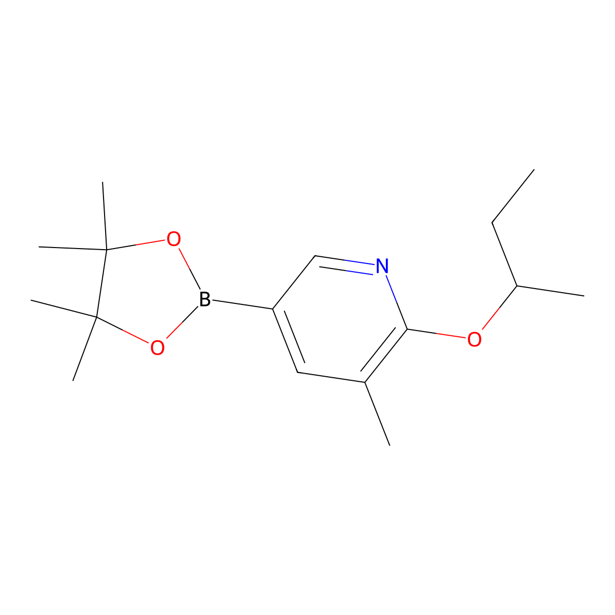 2-Sec-butoxy-3-methyl-5-(4,4,5,5-tetramethyl-1,3,2-dioxaborolan-2-yl)pyridine molecular structure, CAS 1356363-46-6