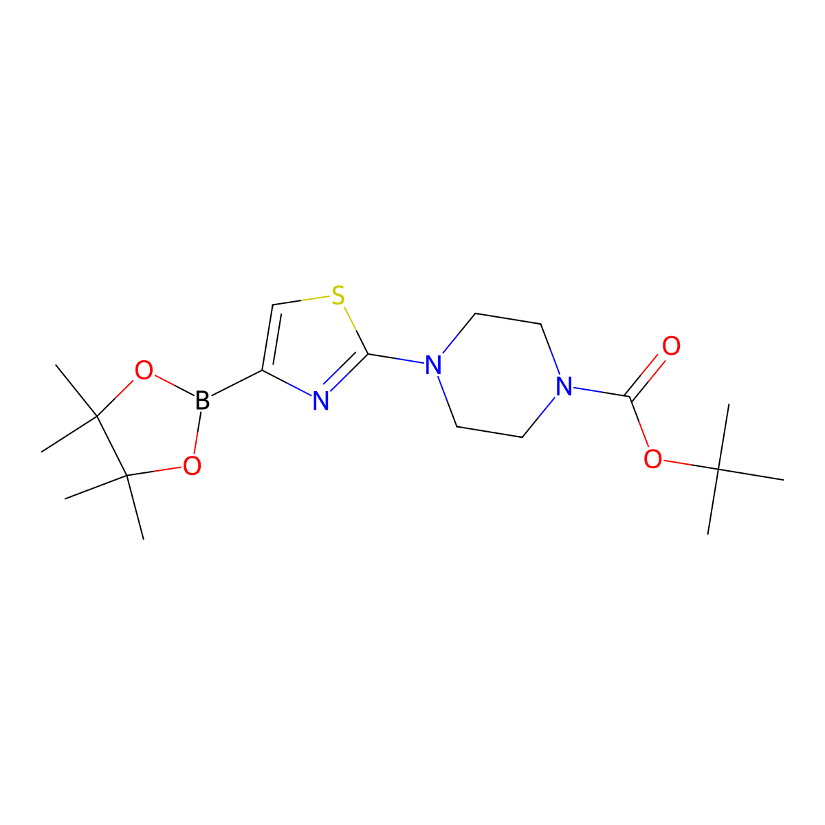 2-(4-Boc-1-piperazinyl)thiazole-4-boronic Acid Pinacol Ester molecular structure, CAS 1356369-65-7