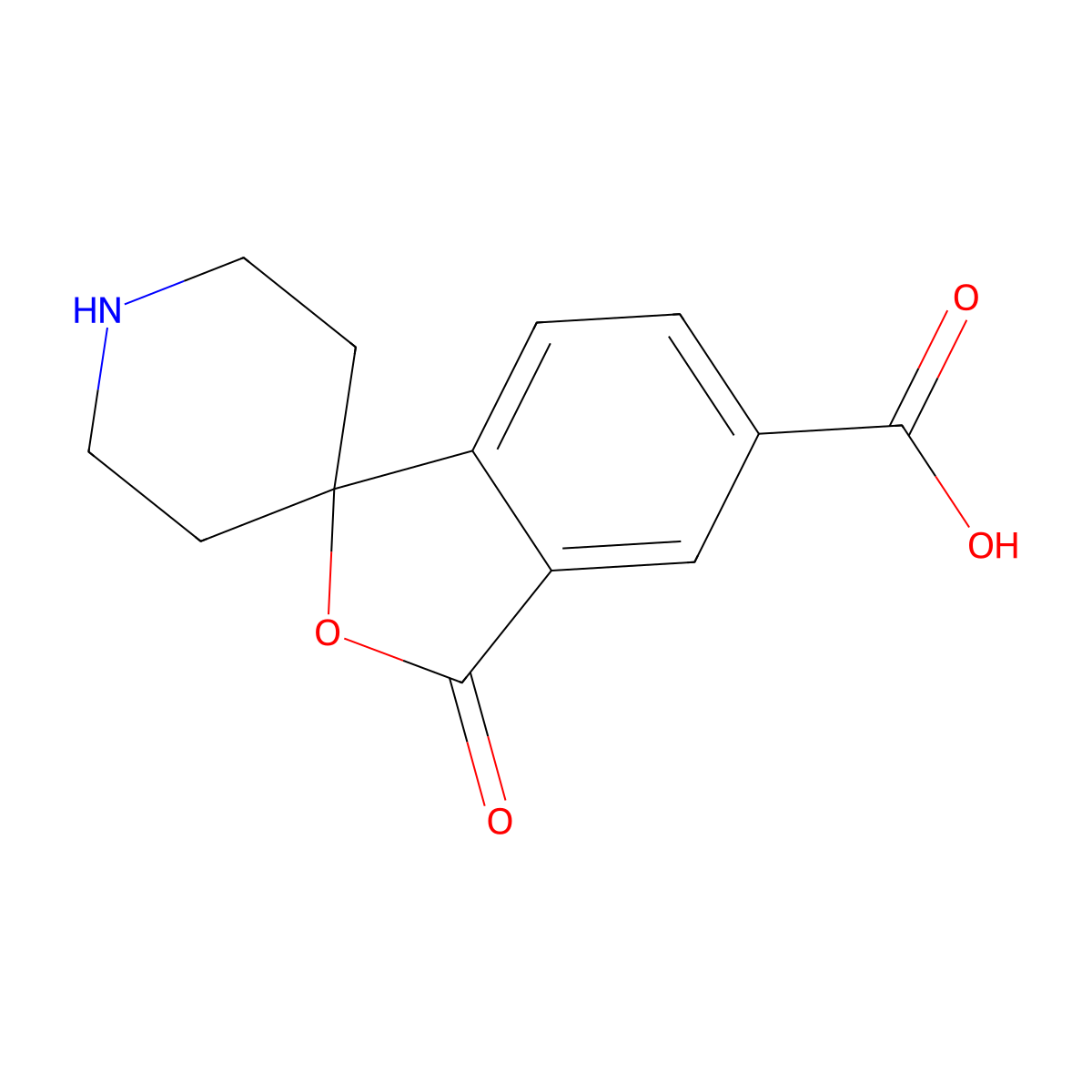 3-oxo-3H-spiro[isobenzofuran-1,4'-piperidine]-5-carboxylic acid molecular structure, CAS 1356386-03-2