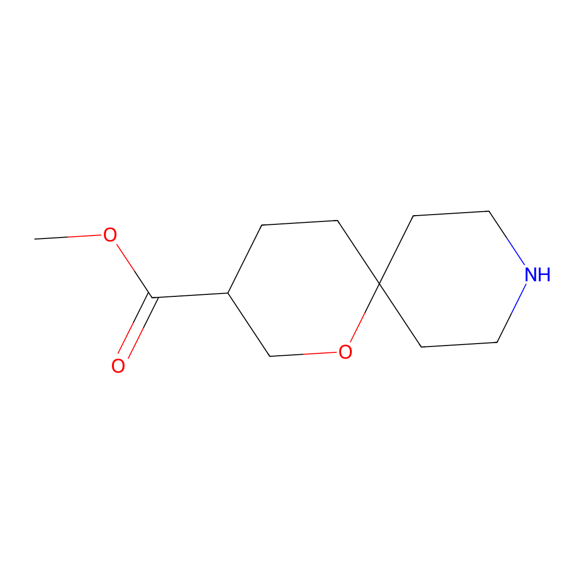 Methyl 1-oxa-9-azaspiro[5.5]undecane-3-carboxylate molecular structure, CAS 1356386-51-0
