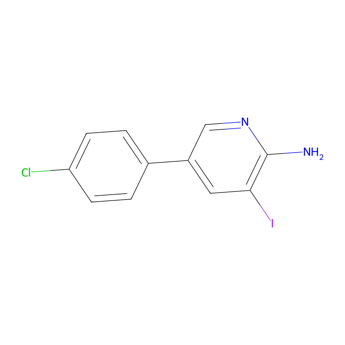 5-(4-Chlorophenyl)-3-iodopyridin-2-amine molecular structure, CAS 1356397-46-0