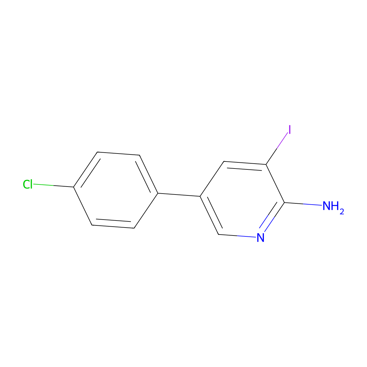 5-(4-Chlorophenyl)-3-iodopyridin-2-amine molecular structure, CAS 1356397-46-0