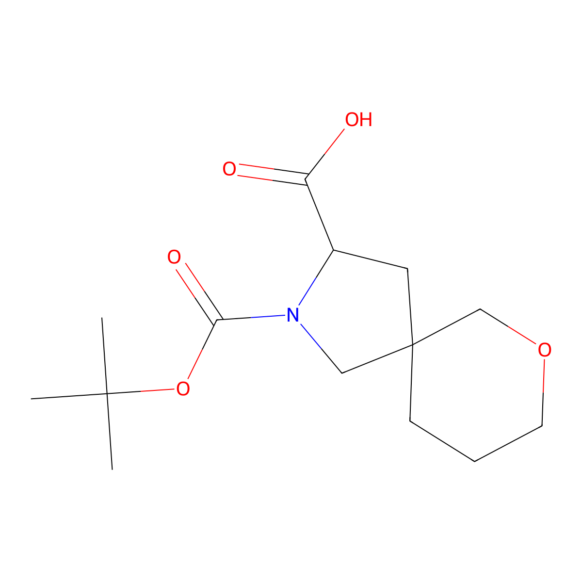 (3S,5S)-2-[(tert-butoxy)carbonyl]-7-oxa-2-azaspiro[4.5]decane-3-carboxylic acid molecular structure, CAS 1356406-35-3