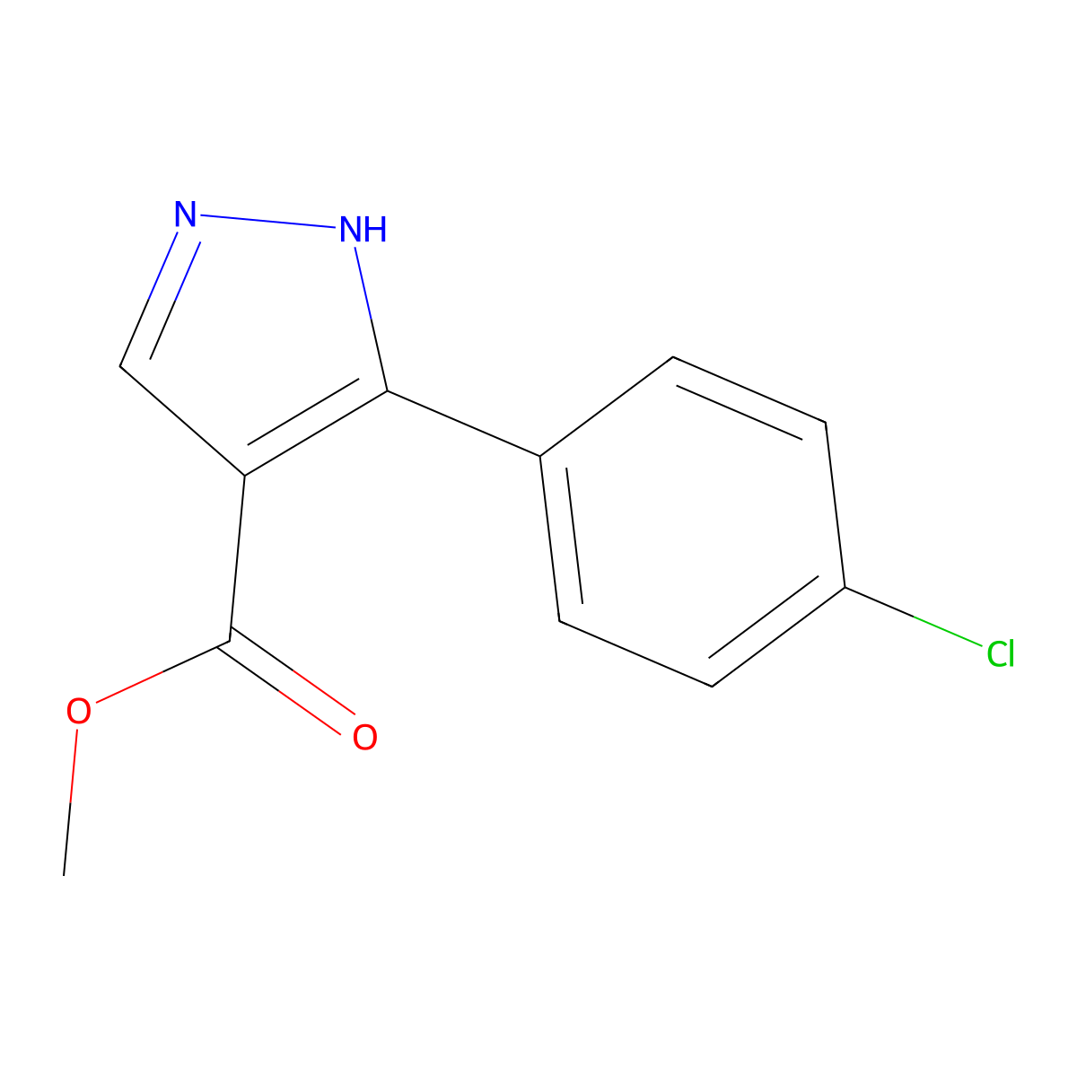 Methyl 3(5)-(4-chlorophenyl)-1H-pyrazole-4-carboxylate molecular structure, CAS 135641-70-2