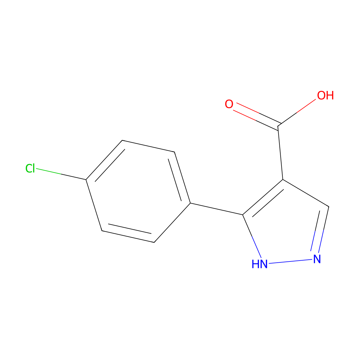3-(4-chlorophenyl)-1H-pyrazole-4-carboxylic acid molecular structure, CAS 135641-91-7
