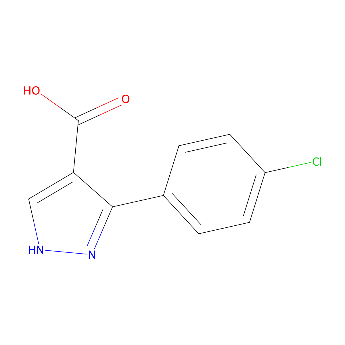 3-(4-chlorophenyl)-1H-pyrazole-4-carboxylic acid molecular structure, CAS 135641-91-7