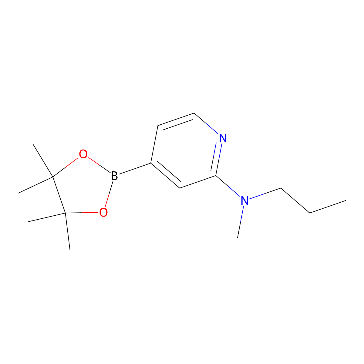 N-Methyl-N-propyl-4-(tetramethyl-1,3,2-dioxaborolan-2-yl)pyridin-2-amine molecular structure, CAS 1356411-27-2