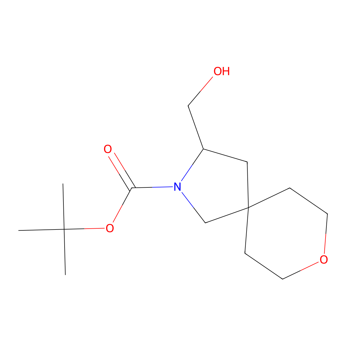 Tert-butyl (3S)-3-(hydroxymethyl)-8-oxa-2-azaspiro[4.5]decane-2-carboxylate molecular structure, CAS 1356412-52-6