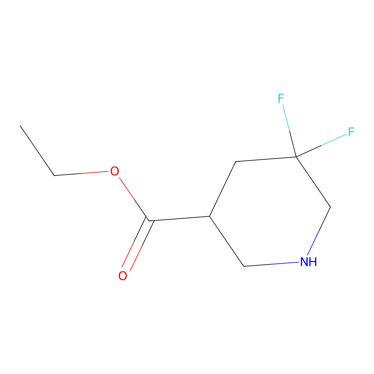 Ethyl 5,5-difluoropiperidine-3-carboxylate molecular structure, CAS 1356446-71-3