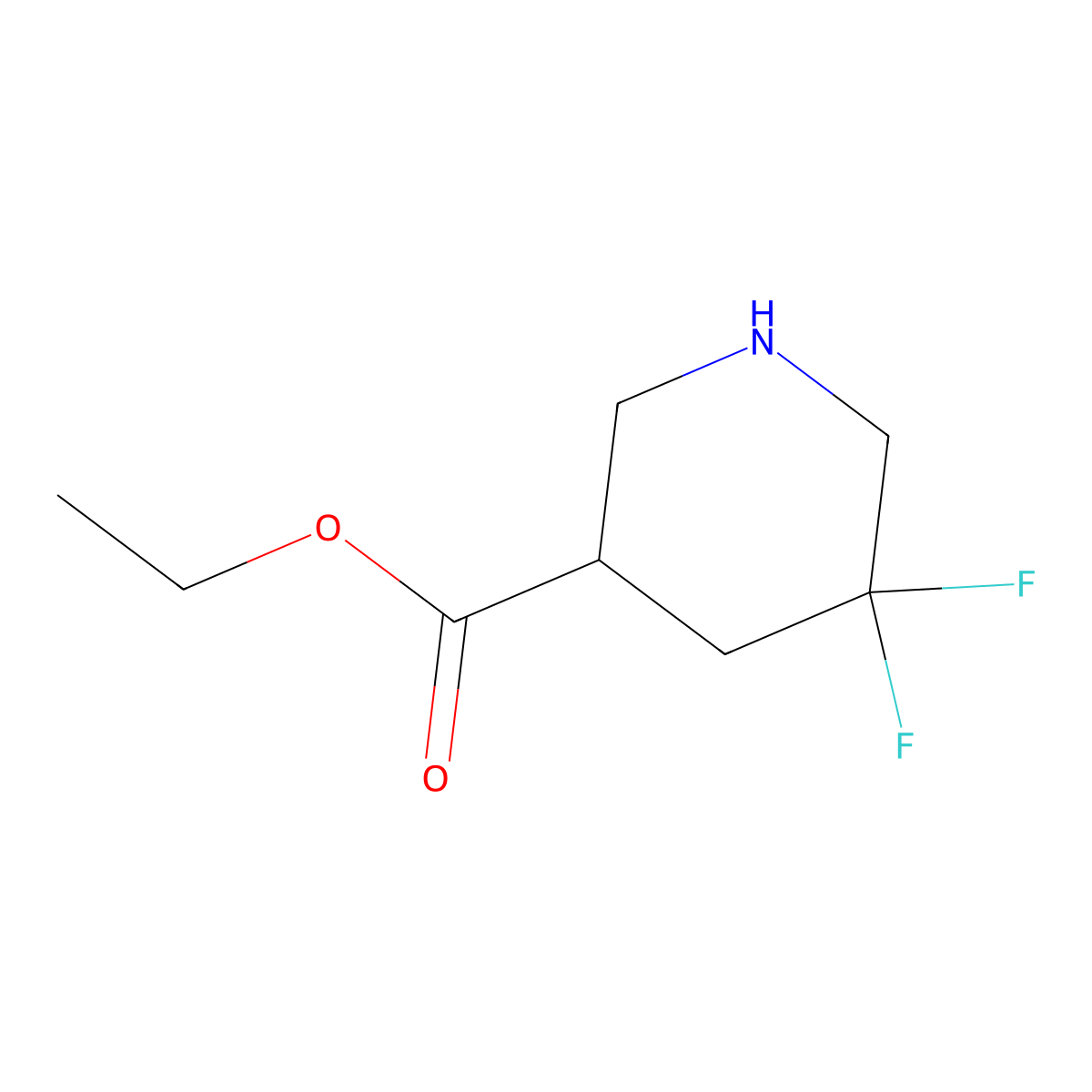 Ethyl 5,5-difluoropiperidine-3-carboxylate molecular structure, CAS 1356446-71-3