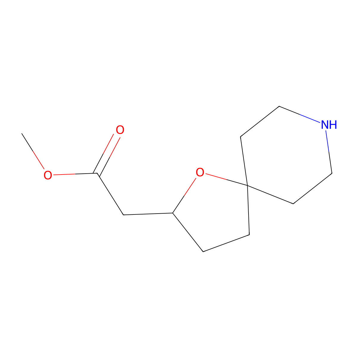 Methyl 2-{1-oxa-8-azaspiro[4.5]decan-2-yl}acetate molecular structure, CAS 1356447-06-7