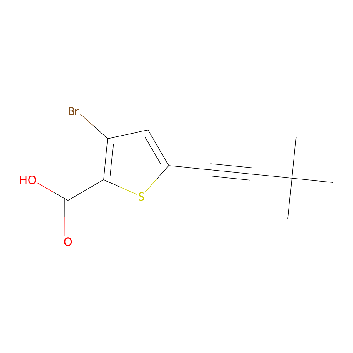 3-Bromo-5-(3,3-dimethylbut-1-yn-1-yl)thiophene-2-carboxylic acid molecular structure, CAS 1356457-15-2