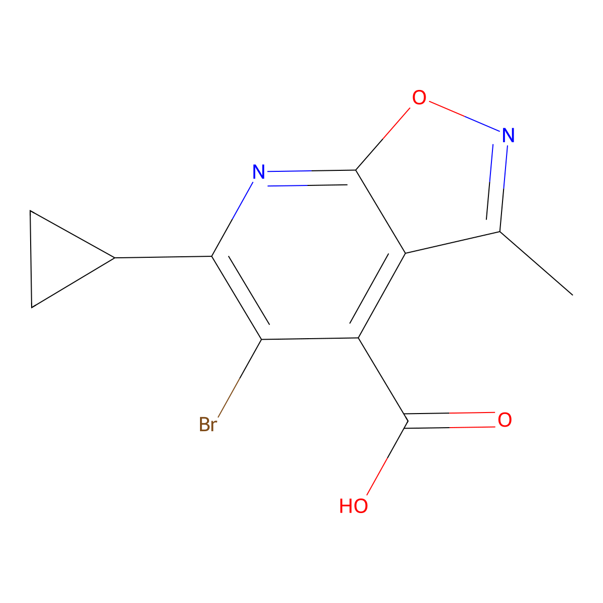 5-Bromo-6-cyclopropyl-3-methyl-[1,2]oxazolo[5,4-b]pyridine-4-carboxylic acid molecular structure, CAS 1356473-86-3