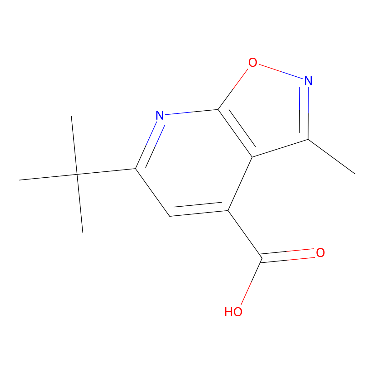 6-(Tert-butyl)-3-methylisoxazolo[5,4-b]pyridine-4-carboxylic acid molecular structure, CAS 1356474-58-2