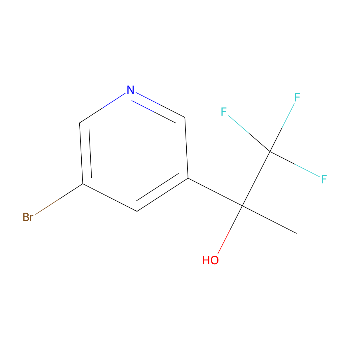 2-(5-Bromopyridin-3-yl)-1,1,1-trifluoropropan-2-ol molecular structure, CAS 1356483-46-9