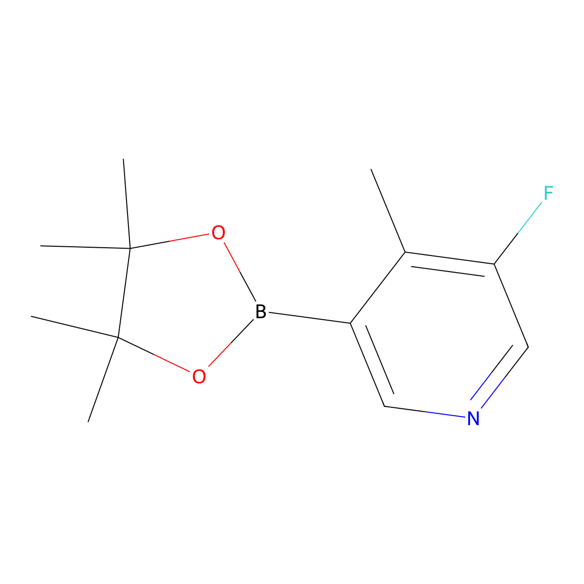 3-Fluoro-4-methyl-5-(4,4,5,5-tetramethyl-1,3,2-dioxaborolan-2-yl)pyridine molecular structure, CAS 1356483-70-9