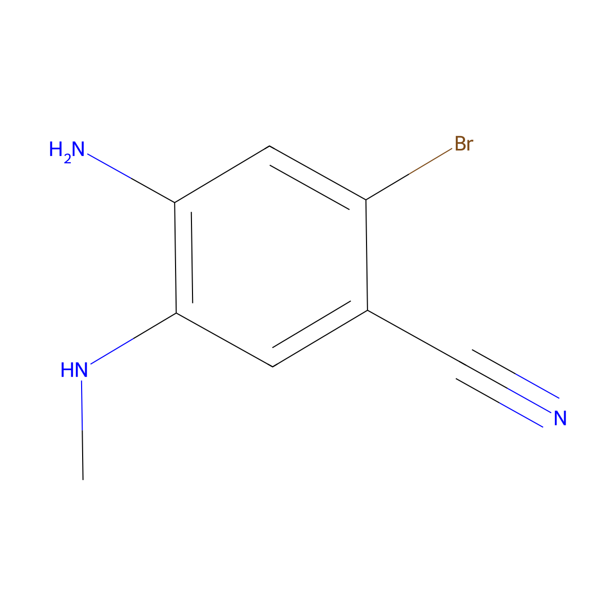 4-Amino-2-bromo-5-(methylamino)benzonitrile molecular structure, CAS 1356483-96-9