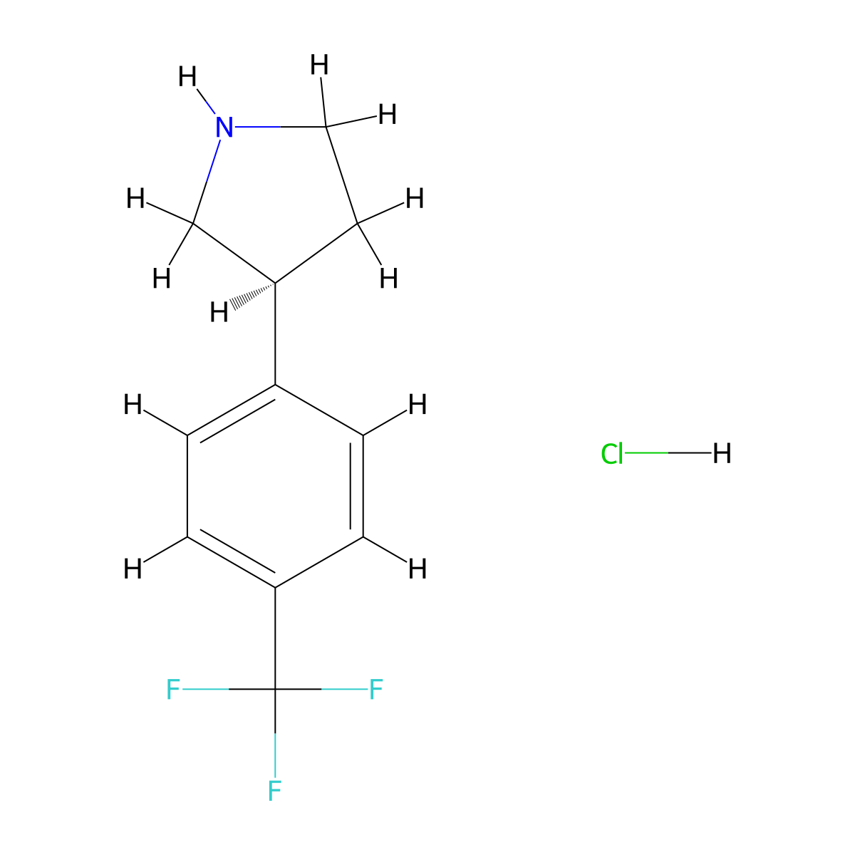 (S)-3-(4-(Trifluoromethyl)phenyl)pyrrolidine hydrochloride molecular structure, CAS 1356489-15-0