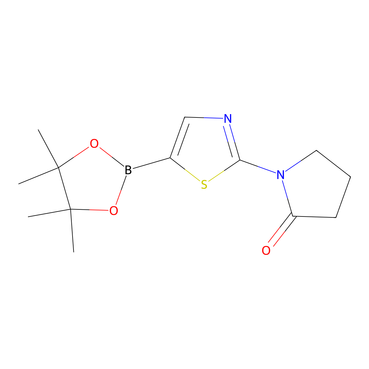 1-[5-(4,4,5,5-Tetramethyl-1,3,2-dioxaborolan-2-yl)-1,3-thiazol-2-yl]pyrrolidin-2-one molecular structure, CAS 1356495-87-8