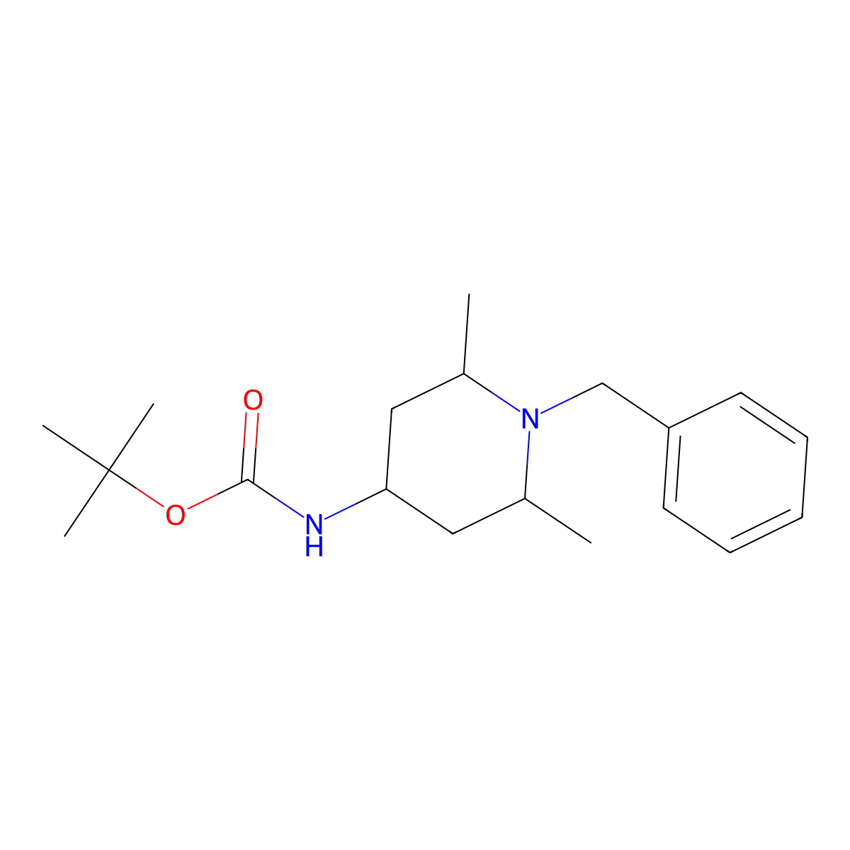 tert-butyl N-(1-benzyl-2,6-dimethylpiperidin-4-yl)carbamate molecular structure, CAS 135650-93-0