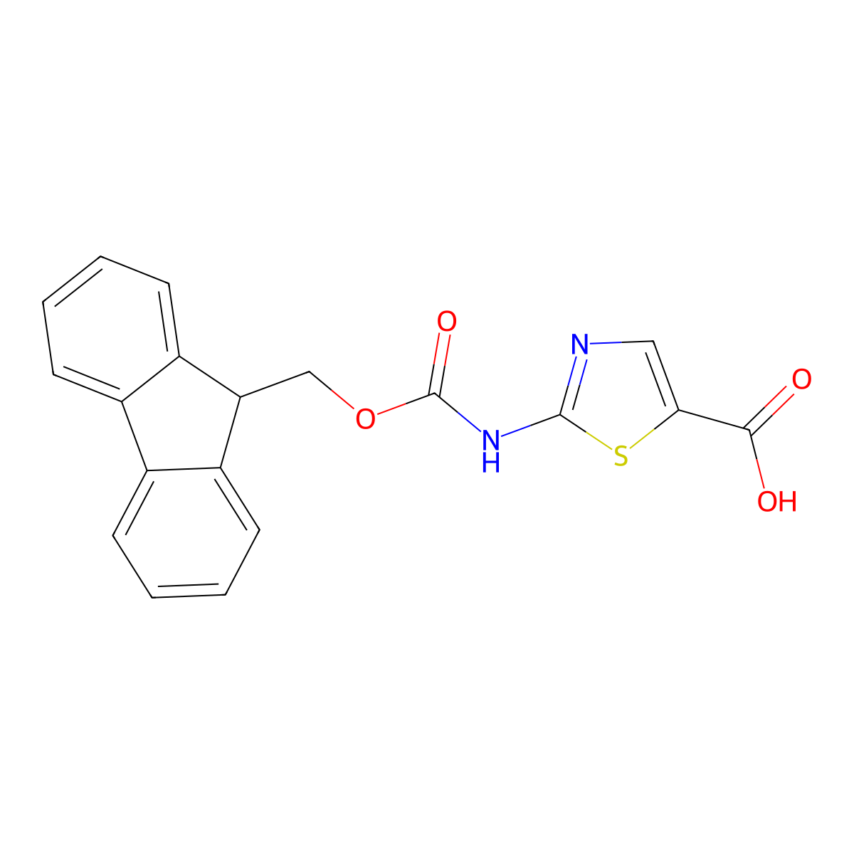 2-({[(9H-fluoren-9-yl)methoxy]carbonyl}amino)-1,3-thiazole-5-carboxylic acid molecular structure, CAS 1356537-01-3