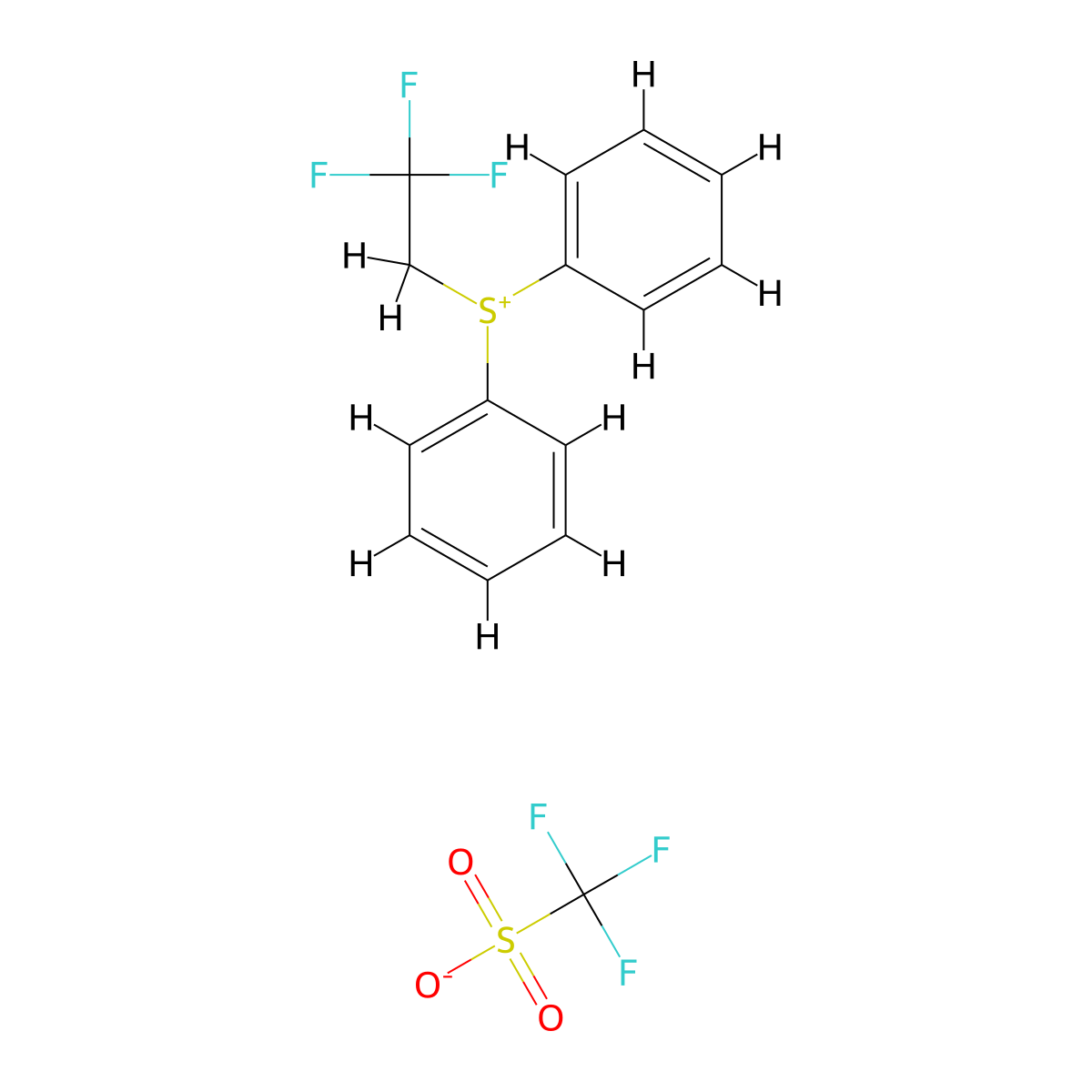 Diphenyl(2,2,2-trifluoroethyl)sulfanium trifluoromethanesulfonate molecular structure, CAS 135654-49-8