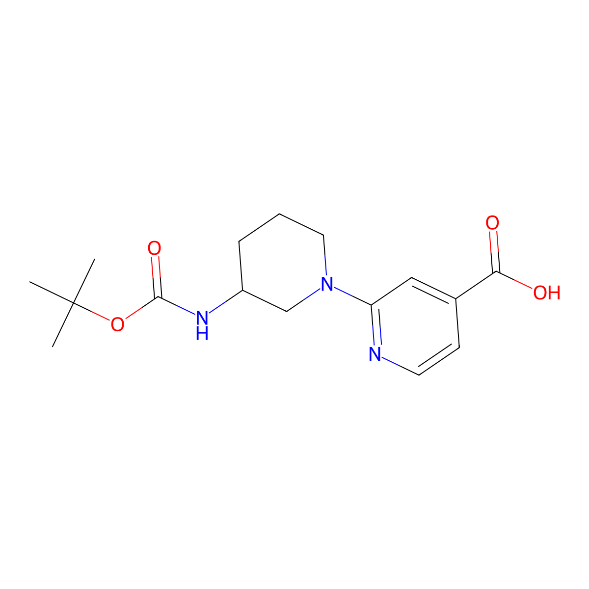 2-(3-((Tert-butoxycarbonyl)amino)piperidin-1-yl)isonicotinic acid molecular structure, CAS 1356542-84-1