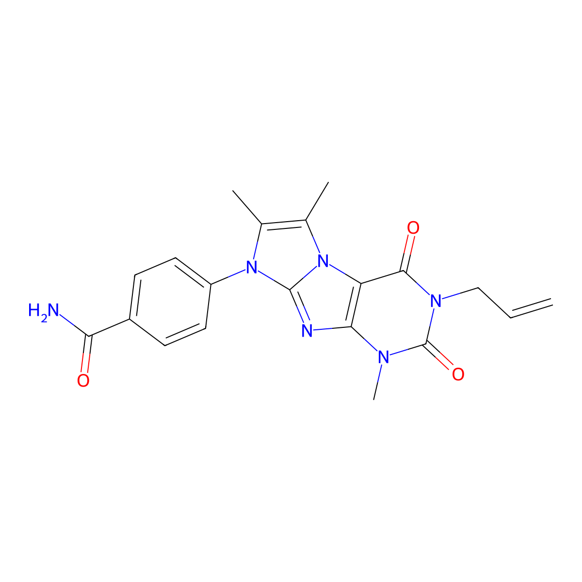 4-(3-allyl-1,6,7-trimethyl-2,4-dioxo-3,4-dihydro-1H-imidazo[2,1-f]purin-8(2H)-yl)benzamide molecular structure, CAS 1356542-93-2