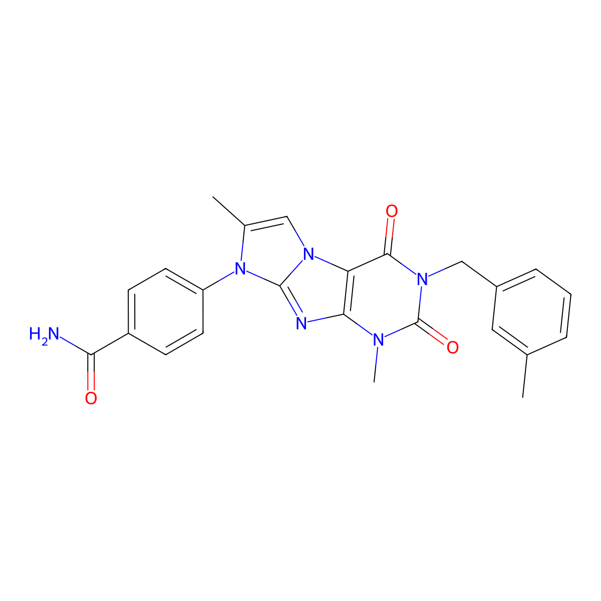 4-[4,7-Dimethyl-2-[(3-methylphenyl)methyl]-1,3-dioxopurino[7,8-a]imidazol-6-yl]benzamide molecular structure, CAS 1356543-03-7