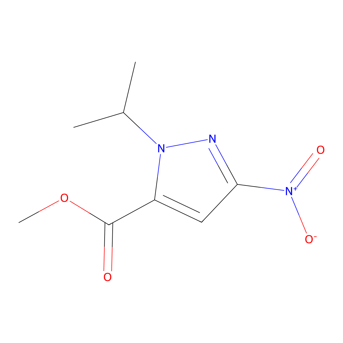 Methyl 1-isopropyl-3-nitro-1H-pyrazole-5-carboxylate molecular structure, CAS 1356543-27-5