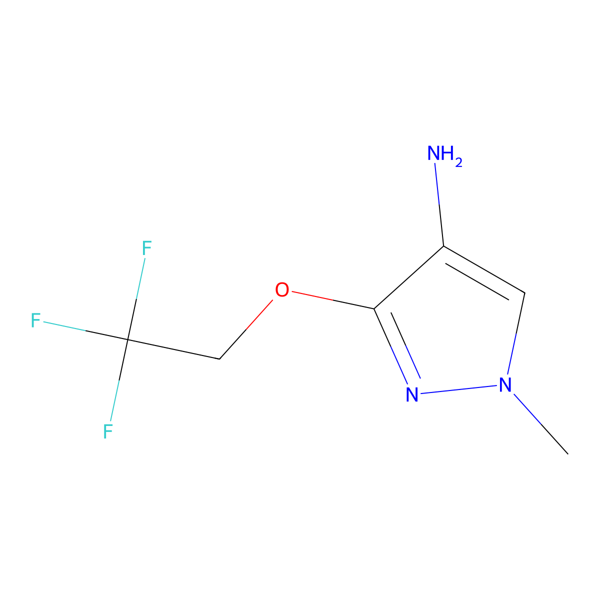 1-methyl-3-(2,2,2-trifluoroethoxy)-1H-pyrazol-4-amine molecular structure, CAS 1356543-50-4