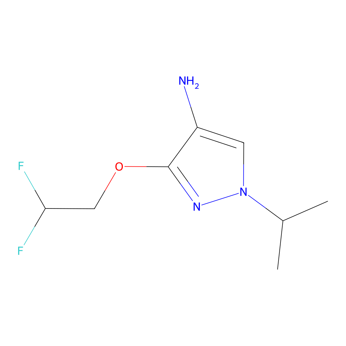 3-(2,2-difluoroethoxy)-1-(propan-2-yl)-1H-pyrazol-4-amine molecular structure, CAS 1356543-54-8