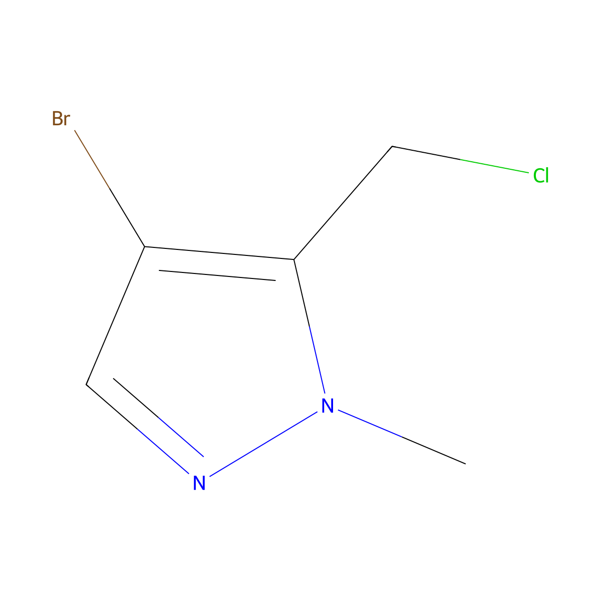 4-bromo-5-(chloromethyl)-1-methyl-1H-pyrazole molecular structure, CAS 1356543-56-0