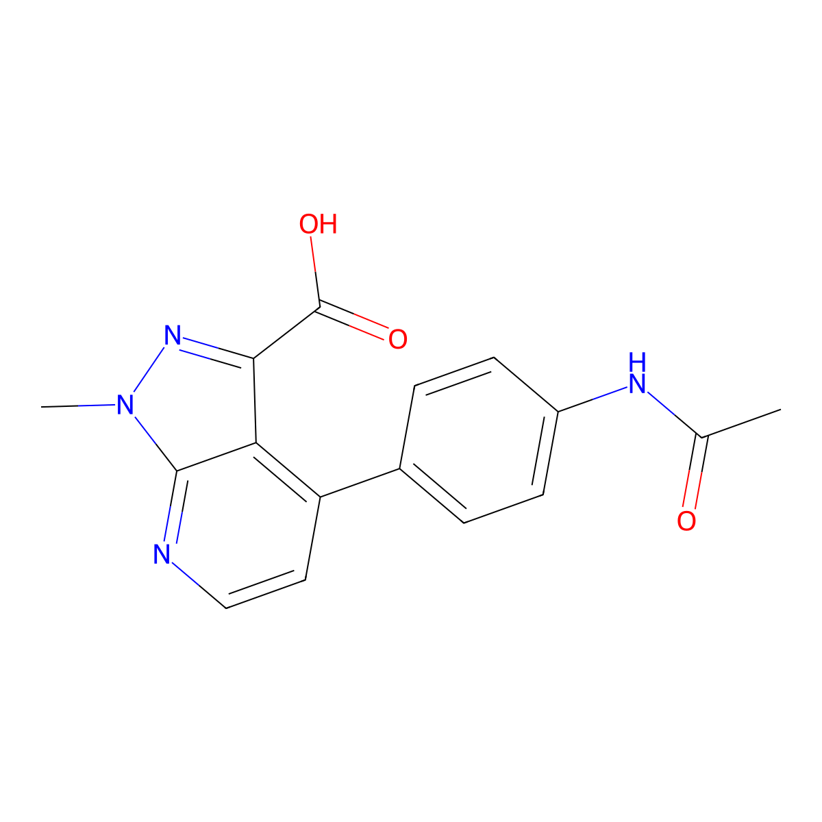 4-(4-Acetamidophenyl)-1-methyl-1H-pyrazolo[3,4-b]pyridine-3-carboxylic acid molecular structure, CAS 1356543-59-3