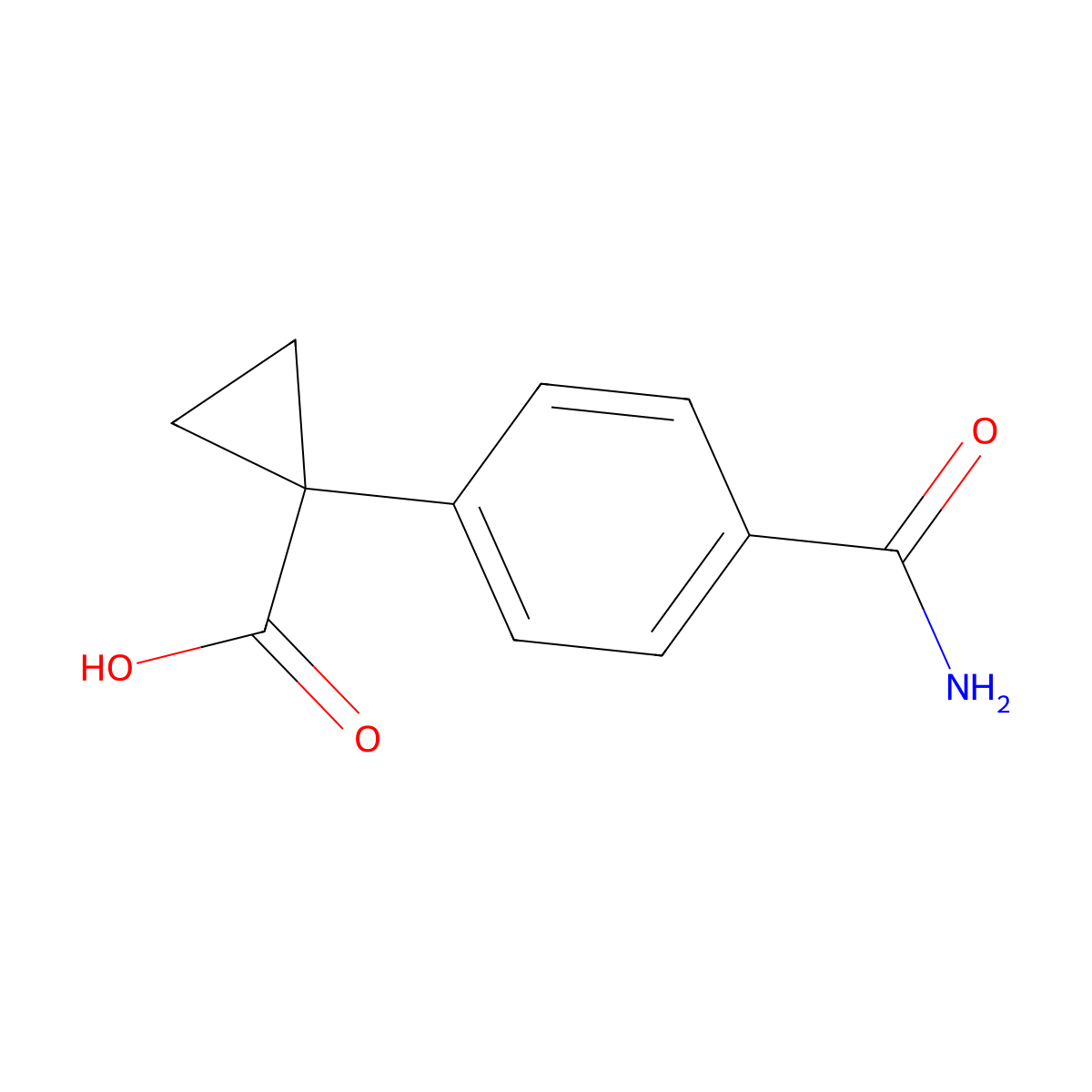 1-(4-Carbamoylphenyl)cyclopropane-1-carboxylic acid molecular structure, CAS 1356551-41-1