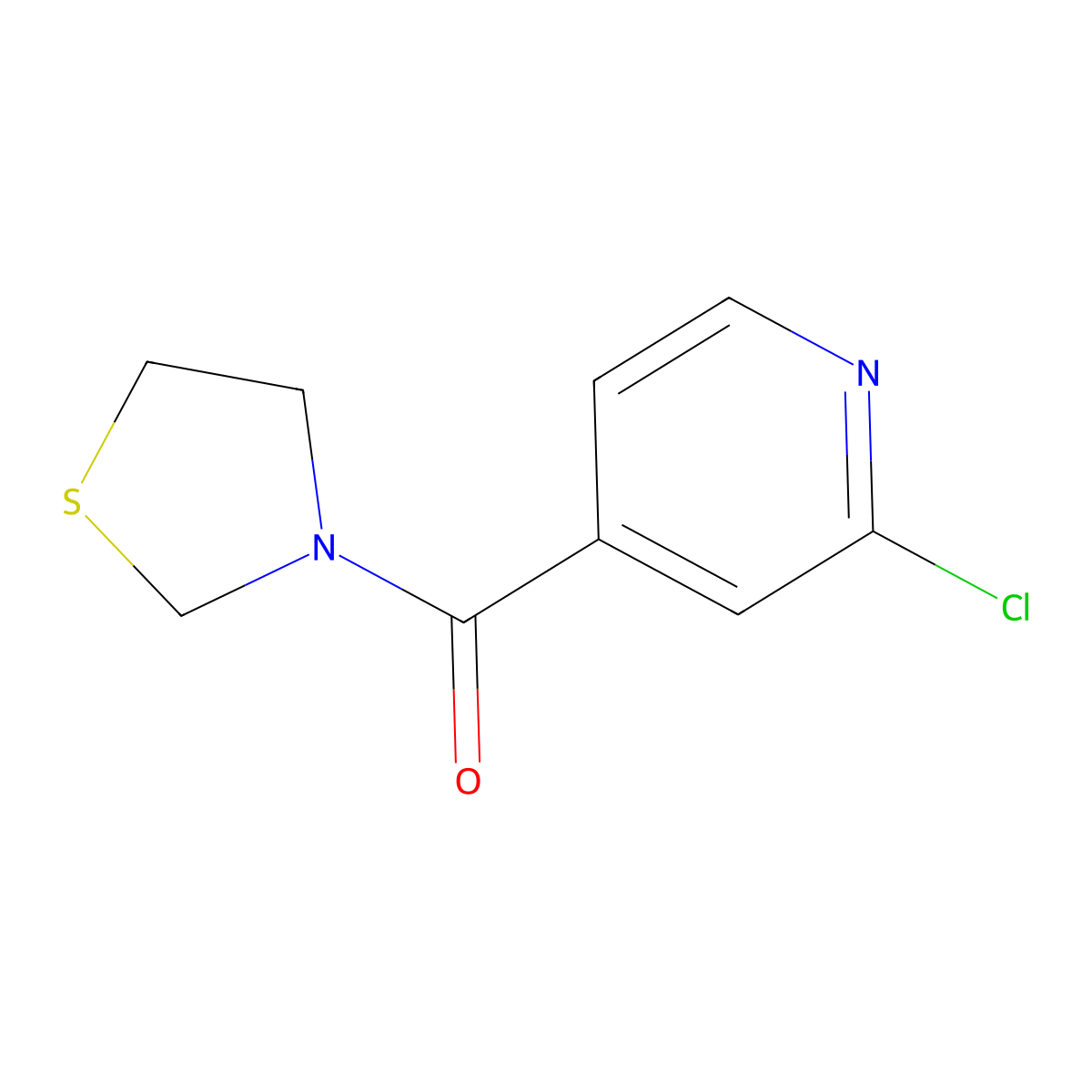 2-Chloro-4-(1,3-thiazolidine-3-carbonyl)pyridine molecular structure, CAS 1356568-04-1