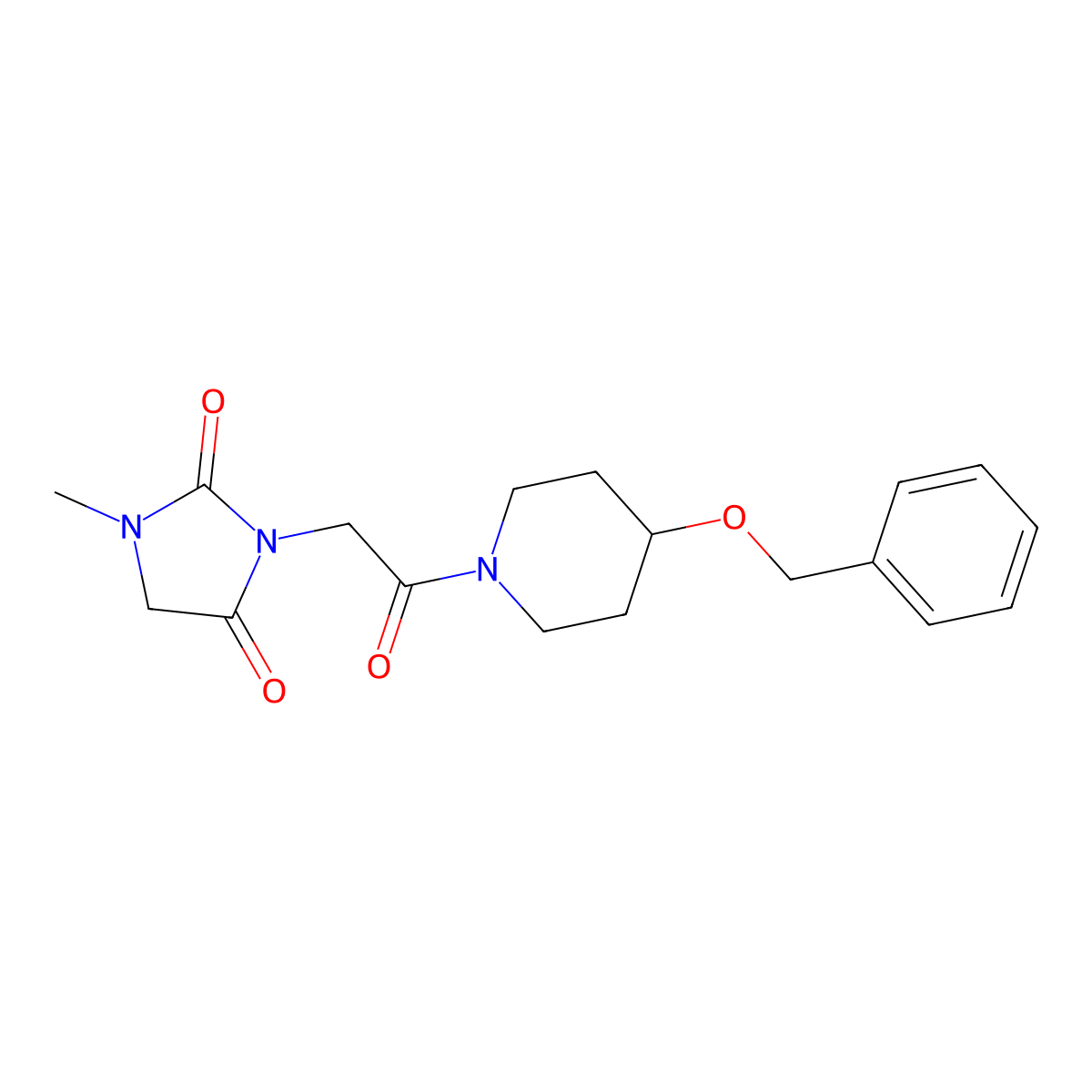 2,4-Imidazolidinedione, 1-methyl-3-[2-oxo-2-[4-(phenylmethoxy)-1-piperidinyl]ethyl]- molecular structure, CAS 1356579-73-1