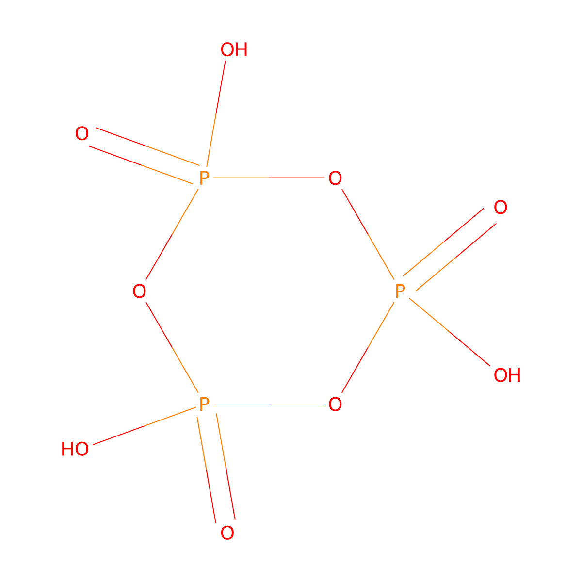 Trimetaphosphoric acid molecular structure, CAS 13566-25-1