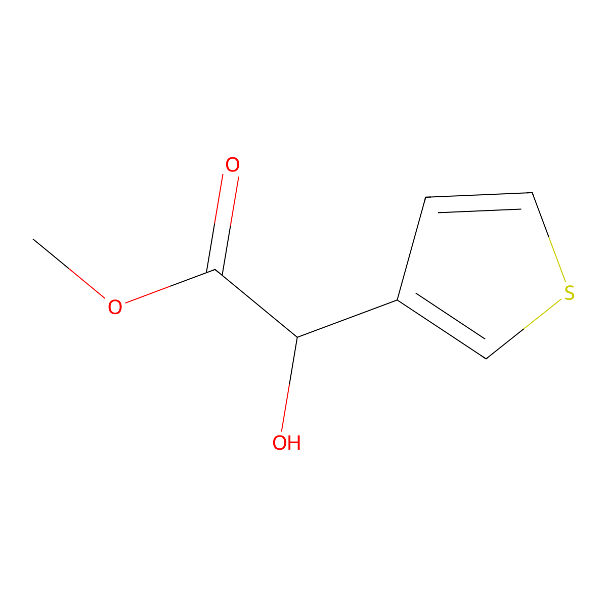 Methyl 2-hydroxy-2-(thiophen-3-yl)acetate molecular structure, CAS 135660-92-3