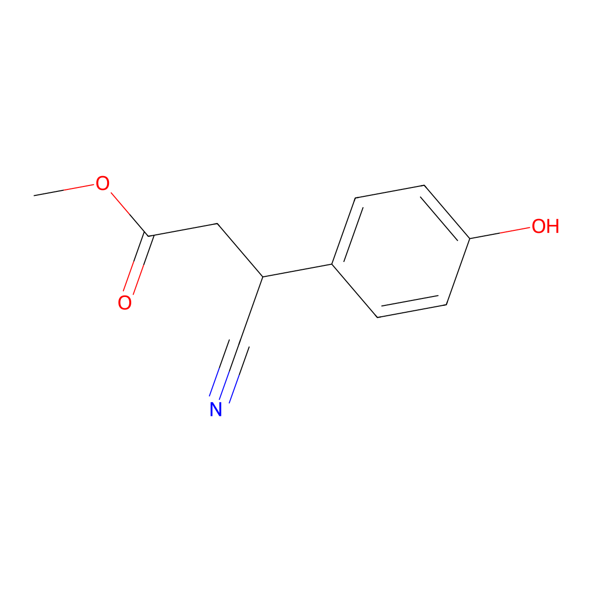 Methyl 3-cyano-3-(4-hydroxyphenyl)propanoate molecular structure, CAS 1356600-20-8