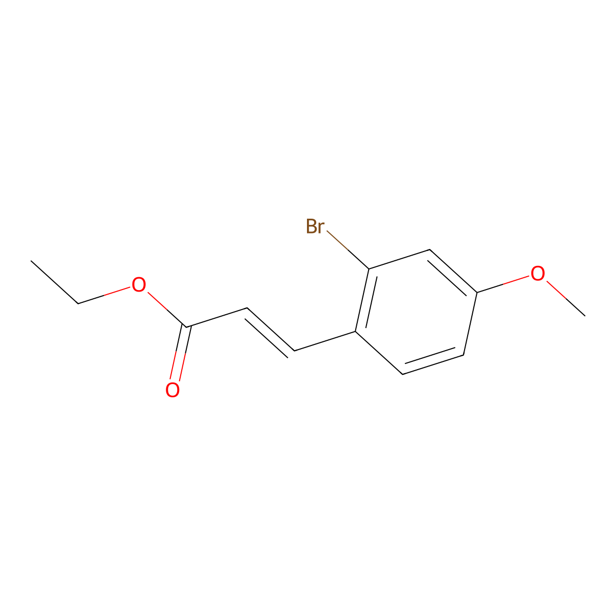 Ethyl 3-(2-bromo-4-methoxyphenyl)acrylate, mixtures OF cis-and trans- molecular structure, CAS 1356600-93-5