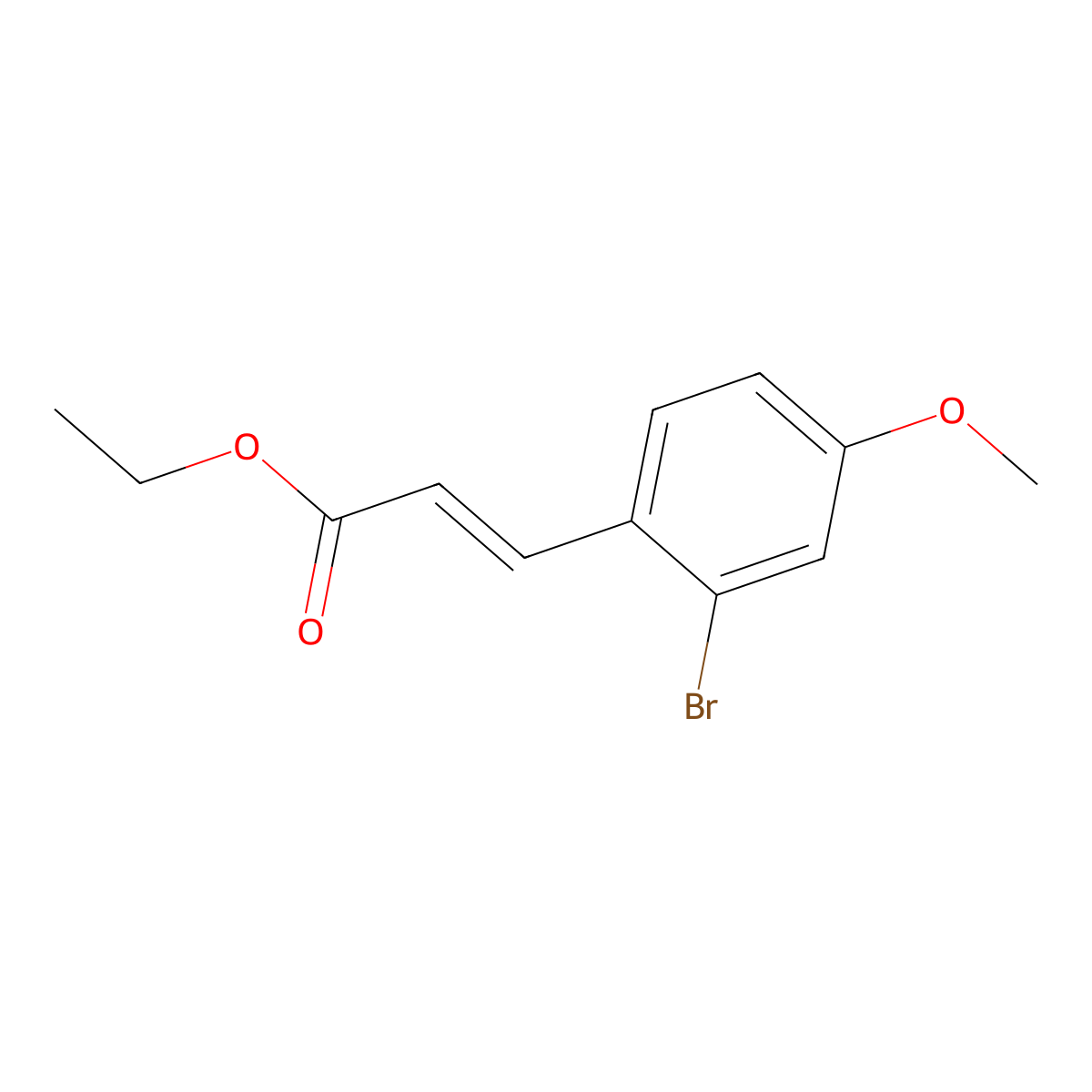 Ethyl 3-(2-bromo-4-methoxyphenyl)acrylate, mixtures OF cis-and trans- molecular structure, CAS 1356600-93-5