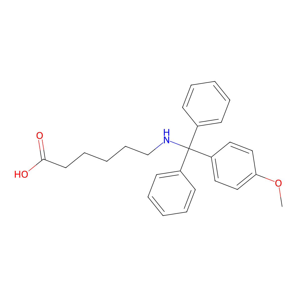 6-(((4-Methoxyphenyl)diphenylmethyl)amino)hexanoic acid molecular structure, CAS 135672-64-9