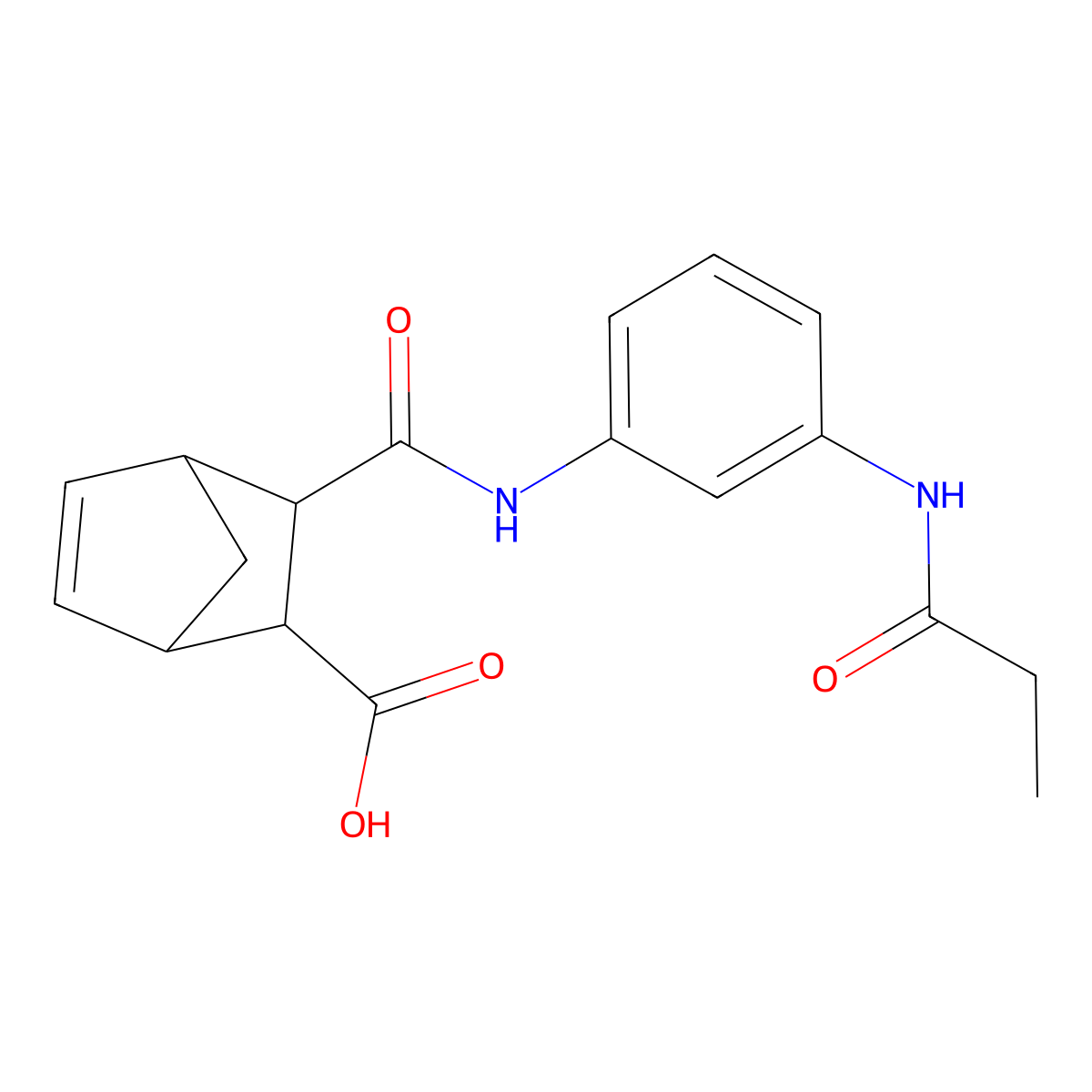 3-[(3-Propanamidophenyl)carbamoyl]bicyclo[2.2.1]hept-5-ene-2-carboxylic acid molecular structure, CAS 1356723-10-8