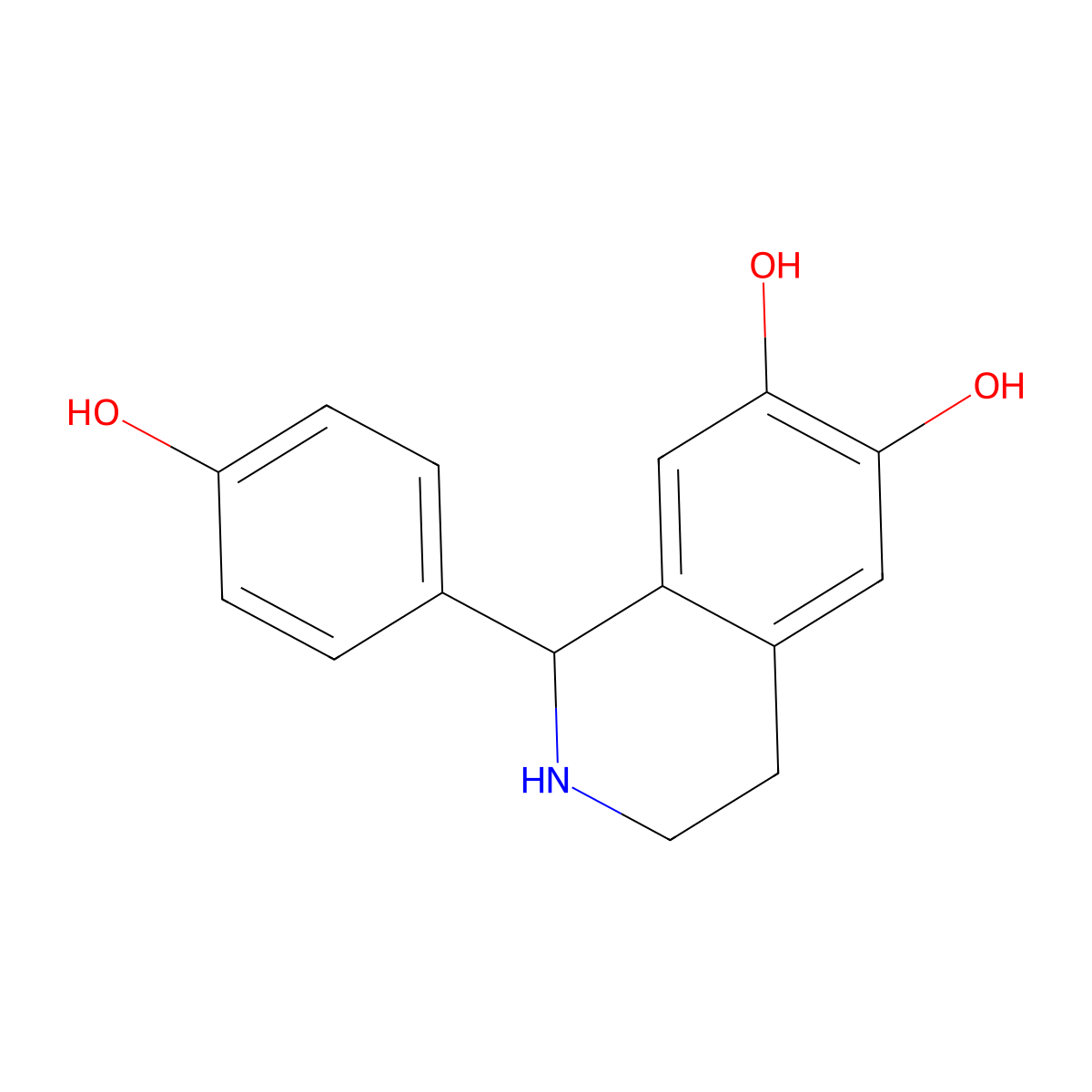 1-(4-Hydroxyphenyl)-1,2,3,4-tetrahydroisoquinoline-6,7-diol molecular structure, CAS 135675-32-0