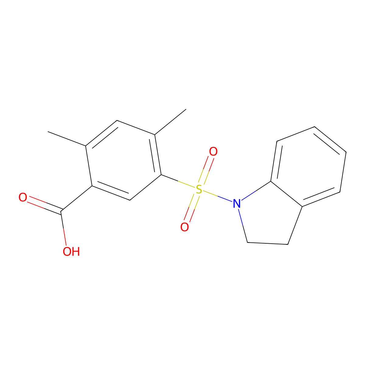 5-(2,3-dihydro-1H-indole-1-sulfonyl)-2,4-dimethylbenzoic acid molecular structure, CAS 1356755-25-3