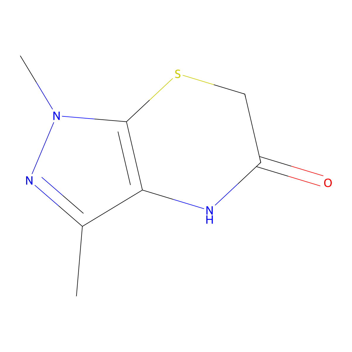 1,3-Dimethyl-1,4-dihydropyrazolo(3,4-b)(1,4)thiazin-5(6H)-one molecular structure, CAS 13568-76-8