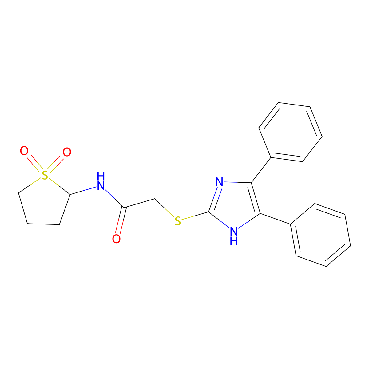 N-(1,1-dioxothiolan-2-yl)-2-[(4,5-diphenyl-1H-imidazol-2-yl)sulfanyl]acetamide molecular structure, CAS 1356830-75-5