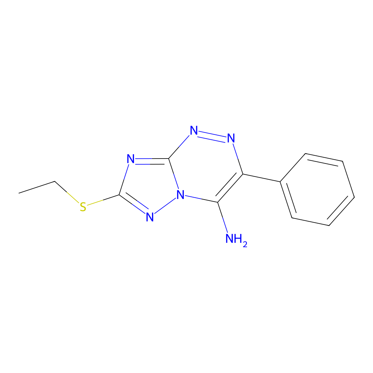 7-(Ethylthio)-3-phenyl-[1,2,4]triazolo[5,1-c][1,2,4]triazin-4-amine molecular structure, CAS 1356830-91-5
