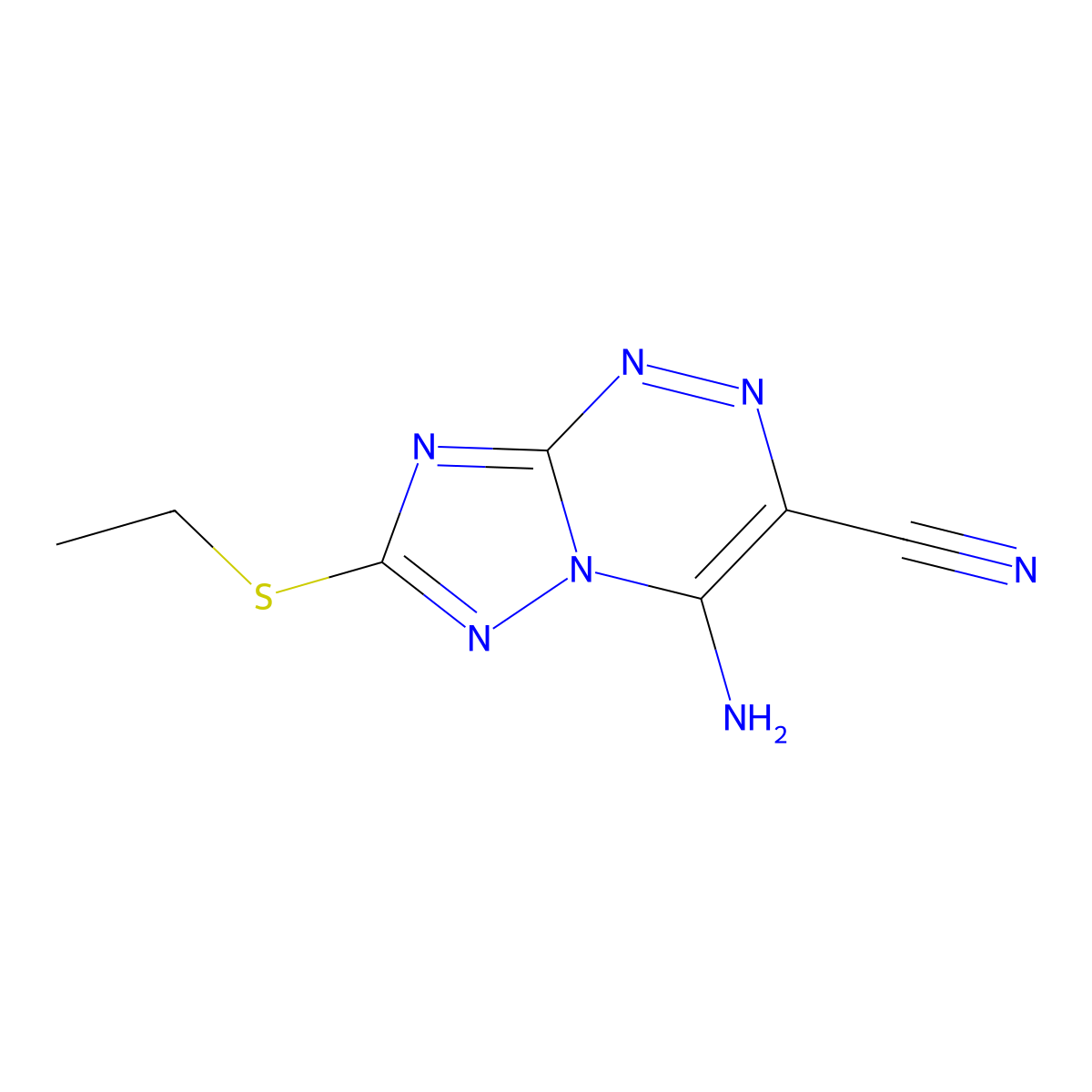 4-Amino-7-(ethylthio)-[1,2,4]triazolo[5,1-c][1,2,4]triazine-3-carbonitrile molecular structure, CAS 1356830-99-3